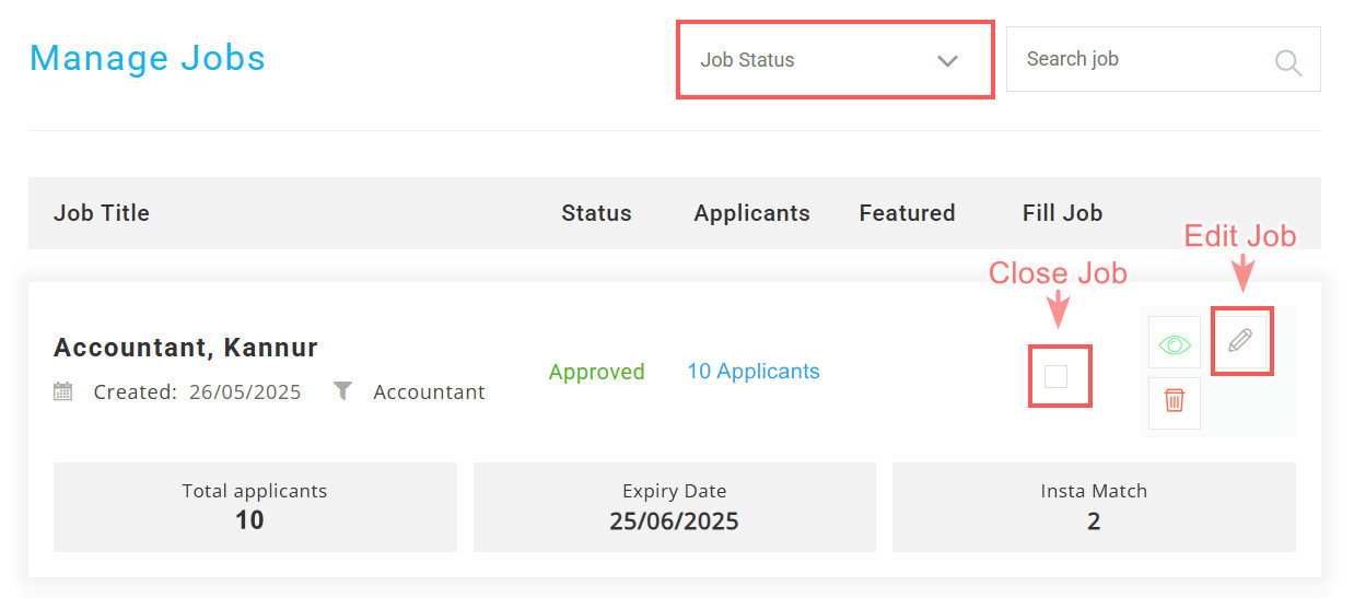 Manage job postings 2